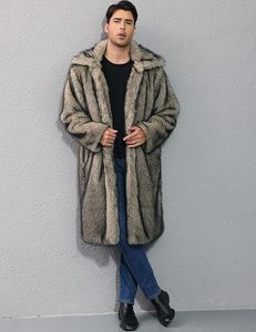 Nouveau Manteau Long Épais de Luxe Écologique en Mélange de Laine de Renard et Cuir de Poisson pour Homme, Respirant, Haut de Gamme, Col Montant, Automne Hiver - Product Image 1