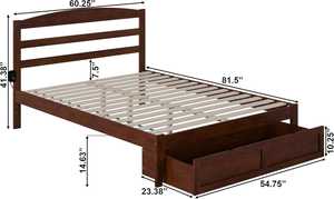 Cama de Plataforma de Madera de Pino de Estilo Tradicional con Cajón en el Pie de Cama y Estación de Carga, Muebles Duraderos para Dormitorio, Marca TNT - Product Image 4