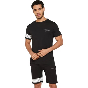 Ensemble T-shirt et short vintage pour homme, léger, taille élastique, streetwear d'été, ensemble deux pièces, tissu polaire, séchage rapide, haute qualité - Product Image 1
