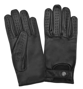 Gants de conduite en cuir de vachette noir de qualité supérieure pour hommes et femmes avec sangle de poignet réglable et chaleur hivernale confortable - Product Image 2