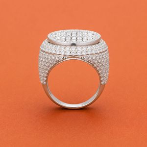 Premium 925 <b>Sterling</b> <b>Silver</b> Handmade Round Cut Diamond <b>Band</b> Hip Hop Fashion Elegant <b>Ring</b> - Product Image 4
