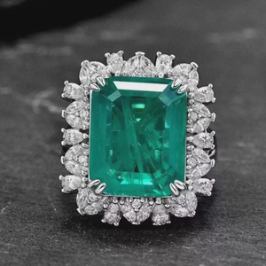 Roy Diamond 4 Carat Moissanite <b>Emerald</b> Cut Prong Set Sterling <b>Silver</b> Engagement <b>Ring</b> with Rhodium Plating - Product Image 1