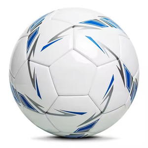 Custom Soccer Ball White <b>Blue</b> Graphic Design Training Match Football Durable PU <b>Material</b> Professional Size Standard Ball - Product Image 3