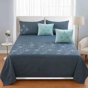 Royal <b>Crown</b> Design Embroidered Bedsheet | 90x100 Inch <b>King</b> Size Set with 2 Quilted Pillow & 2 Holland Cushion Covers - Product Image 5