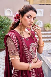 Embroidered <b>Lehenga</b> Choli <b>Women</b> Ethnic Dress Set Reversible Sequin Thread Wedding Party Festival Wear - Product Image 5