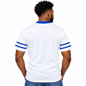 Camiseta de Cuello en V para Hombre, Color Blanco y Azul Rey, con Gráfico de Letras Griegas, Manga Corta, Estilo Casual para Fraternidad Phi Beta Sigma - Product Image 2