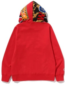 Sudadera con capucha roja de forro polar con cremallera, bolsillo con diseño de tiburón, estilo urbano, unisex, corte holgado, 100% algodón, para invierno, 180g - Product Image 2