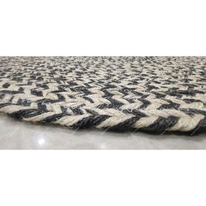 Industry Trending Round Jute Area Rug Chevron Pattern Flat Weave Non Slip Rubber Backing Modern Style Living Room Decor - Product Image 2