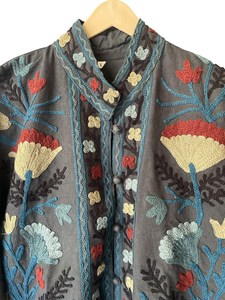Women's Eco-Friendly Breathable 100% Cotton Anti-Wrinkle Quick-Dry Quilted <b>Kantha</b> Sanganeri Jaipuri Autumn Winter O-Neck <b>Jacket</b> - Product Image 4