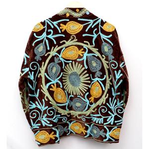 New Style Velvet Embroidered Jacket Mandarin Collar Floral Pattern Three Quarter Sleeve All Seasons Reversible Eco-Friendly - Product Image 6