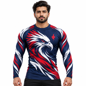 Commande en gros de vêtements pour hommes : Rashguard personnalisé à séchage rapide pour le surf, la natation, l'entraînement et les activités de compétition - Product Image 1