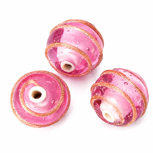EXCEL EXPORTS Wholesale Crystal Glass <b>Beads</b> Pattern Pink Colors 12mm 14mm 16mm Swirled Round <b>Loose</b> <b>Beads</b> for Jewelry Making DIY - Product Image 1
