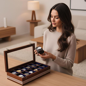 Caja de Madera para Guardar Relojes de Lujo, Caja de Madera para Relojes con Compartimentos para Guardar Joyas de AYAANS - Product Image 2
