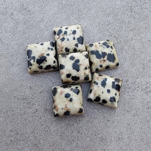 Cabochon carré en jaspe dalmatien naturel, dos plat, calibré, pierre précieuse en vrac - Product Image 2