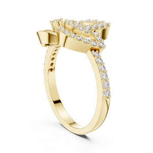 Bague en or massif 14K 18K avec diamant de laboratoire taille ronde, motif feuille, DEF VVS, bague de mariage personnalisée pavée de diamants, fournisseur OEM en gros - Product Image 4