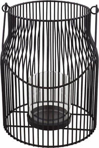 Grande lanterne antique en métal et fer, porte-bougie avec finition vieillie pour une décoration intérieure et une ambiance vintage. - Product Image 5