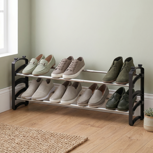 Meuble à chaussures moderne en métal à 2 niveaux, autoportant, gain de place, pour l'entrée de la maison - Product Image 1