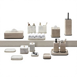 Ensemble de salle de bain en marbre moderne de haute qualité, personnalisable, cinq pièces, imperméable, facile à nettoyer, pour la maison et les hôtels - Product Image 1