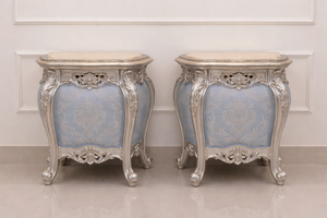 Ensemble de meubles de chambre à coucher modernes et luxueux, orné d'éléments argentés, en teck massif, taille complète, ensemble de lit durable, taille personnalisable, meubles pour la maison - Product Image 4