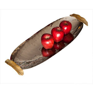 Recién Llegado: Plato para Servir Frutas de Latón con Diseño de Hojas Ecológico, Metal de Primera Calidad, Opciones Personalizables para Uso en el Hogar y Restaurantes - Product Image 4