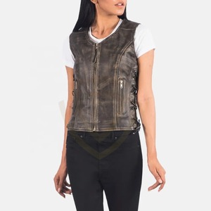 Gilet en cuir véritable de qualité supérieure pour femmes, en cuir de chèvre véritable, avec logo et tailles personnalisés - Product Image 4