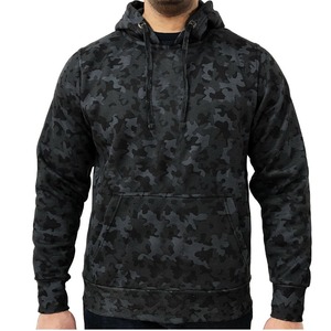 Sweat-shirt à capuche en molleton camouflage noir pour homme, coupe classique, style streetwear décontracté, avec poche - Product Image 1