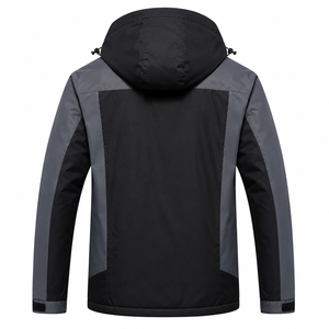 Men's Winter Hooded Puffer <b>Jacket</b> Windproof <b>Thick</b> <b>Fleece</b> Lining Casual Outdoor Coat Black Gray Polyester Zipper Closure - Product Image 4
