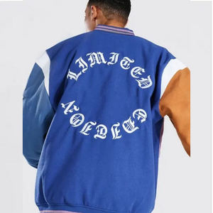 Wholesale Custom Letterman Plus Size Unisex High Street Waterproof Windproof Front Vintage School College <b>Bomber</b> <b>Varsity</b> <b>Jacket</b> - Product Image 2