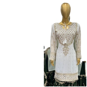Présentation de nouveaux vêtements de plage traditionnels de créateurs, Salwar Kameez, travail de broderie lourd, Faux Georgette, FATEMA FASHION, séchage rapide, tout confort. - Product Image 1