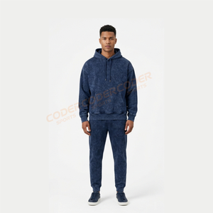 Sudadera con capucha de felpa francesa de algodón, con lavado personalizado, bordada, estilo streetwear, con lavado ácido, logotipo personalizado, oversize, lavado a la piedra y efecto descolorido por el sol - Product Image 3