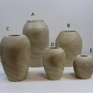 Jarrón Redondo Negro, Jarrón de Boca Estrecha, Adornos Decorativos Estilo Hogar, Diseño Artesanal en Madera Sólida - Product Image 3