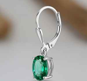 Boucles d'oreilles pendantes Lab Emerald en argent sterling 925, pierre précieuse verte de naissance de mai, bijoux élégants pour femme, cadeau - Product Image 2