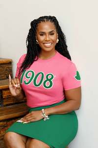 AKA Ivy Chenille O-Neck High Quality 100% Cotton Unisex Short Sleeve Eco-Friendly Anti-Wrinkle Breathable Quick Dry Front Logo - Product Image 3