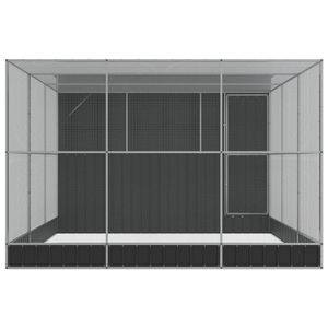 Aviario plateado de acero de 195,7 "x 119,3" x 85 "con suministros para pájaros de extensión - Product Image 4