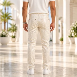 Pantalon en cuir Python pour homme, pantalon en peau de serpent exotique, pantalon en cuir gaufré effet peau de serpent de luxe pour homme |   Motif python fait main - Product Image 2