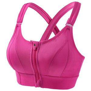 Soutien-gorge de sport respirant sans couture en dentelle gris et noir pour femme, à maintien élevé, avec fermeture éclair avant et dos croisé, idéal pour la gym et l'entraînement - Product Image 5