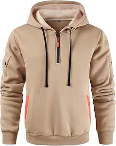 Sweat-shirt à capuche décontracté pour homme Leidowei, pull à manches longues avec fermeture éclair quart de tour et poche kangourou - Product Image 1