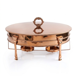 Luxury stainless steel chafing dish <b>buffet</b> <b>warmer</b> with stand fuel holder hotel catering food <b>warmer</b> oval serving dish - Product Image 5