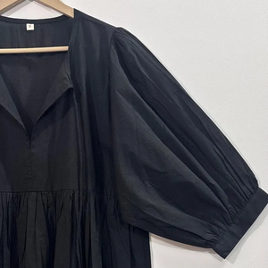 Robe Formelle Vintage en Coton Écologique Imprimée à la Main Motif Floral, Col en V, Manches 3/4, Dentelle Faite Main, Ourlet à Volants, Lavable, Taille Naturelle - Product Image 3