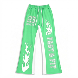 Custom Men Loose Pants Solid Color Joggers Sweat Pants Flared Sweatpants With Logo Digital Print mens pants - Product Image 1