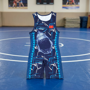 Singlet de Lucha Libre Unisex Azul Claro, Sublimado con Logotipo Personalizado en la Parte Delantera, Súper Suave, de Secado Rápido, Spandex y Poliéster, para Adultos, OEM - Product Image 1