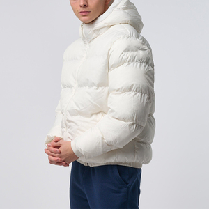 High Quality White Custom Puffer Jacket Removable Hood <b>Bubble</b> <b>Coat</b> Mens Winter Best Selling Light Color Puffer Jackets - Product Image 3