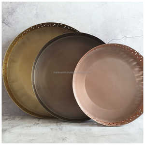 Meilleures ventes Plateau de service en métal fait main de luxe personnalisé de qualité alimentaire Plateau décoratif pour fêtes de mariage - Product Image 1