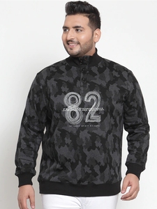 Sweat-shirt à col zippé camouflage pour homme, coupe classique, logo imprimé, tricoté, décontracté, pour l'automne - Product Image 3
