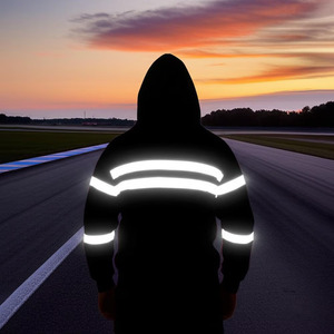 Sudadera con capucha personalizada para motociclistas con diseño de cinta reflectante, completamente forrada en aramida, con armadura de nivel 2 CE, con cierre de cremallera, color negro. - Product Image 4