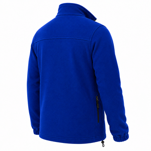Chaqueta de Forro Polar Azul para Hombre, con Cierre Completo, Cuello Alto, Casual, Resistente al Viento, para Uso en Exteriores, Color Sólido, Corte Regular, Material de Poliéster - Product Image 4