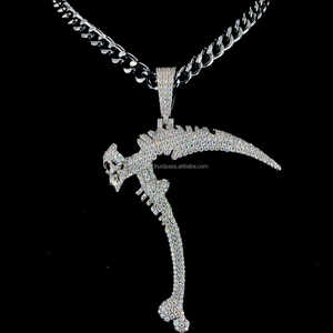 Danger Crâne En Forme De VVS Qualité Ronde Moissanite Diamant Crâne Pendentif 925 Starling Argent Pendentif Hip Hop - Product Image 1