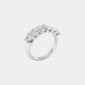 1.40CTW Emerald Cut Lab Grown Diamond Prong <b>Set</b> Half Eternity <b>Ring</b> | Elegant Prong <b>Set</b> Diamond Band with Exceptional Brilliance - Product Image 5