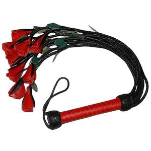 Real <b>Leather</b> <b>Flogger</b> Whip with Elegant Braiding and Smooth <b>Leather</b> Falls - Product Image 1
