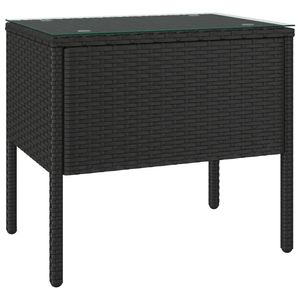 20.9 \ "x14.6 \" x18.9 \ "tavolino esterno con vetro temperato e Poly Rattan colore nero - Product Image 2